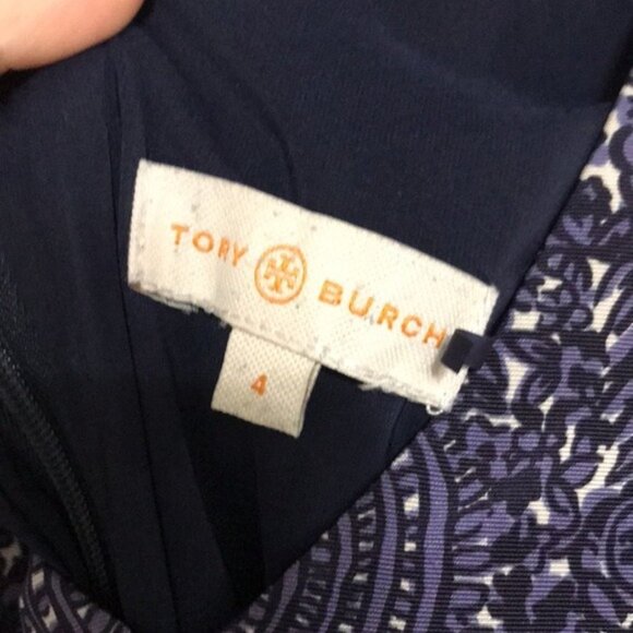 Tory Burch Purple Floral V Neck Sleeveless Sheath Knee Length Work Party size 4 - Picture 7 of 10